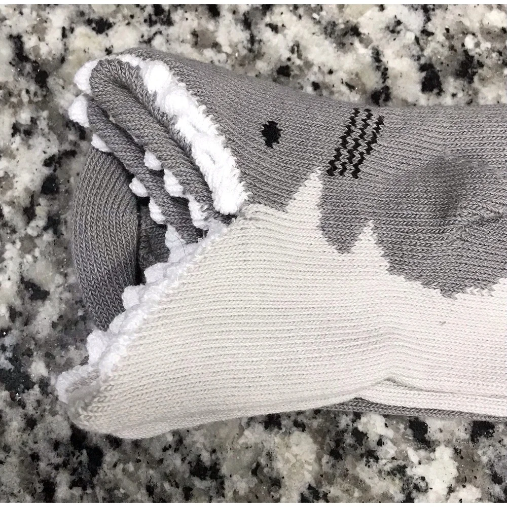 NEW Foot Traffic 3D Shark Socks Men's 7-12 Gray Novelty Animal Fin Teeth